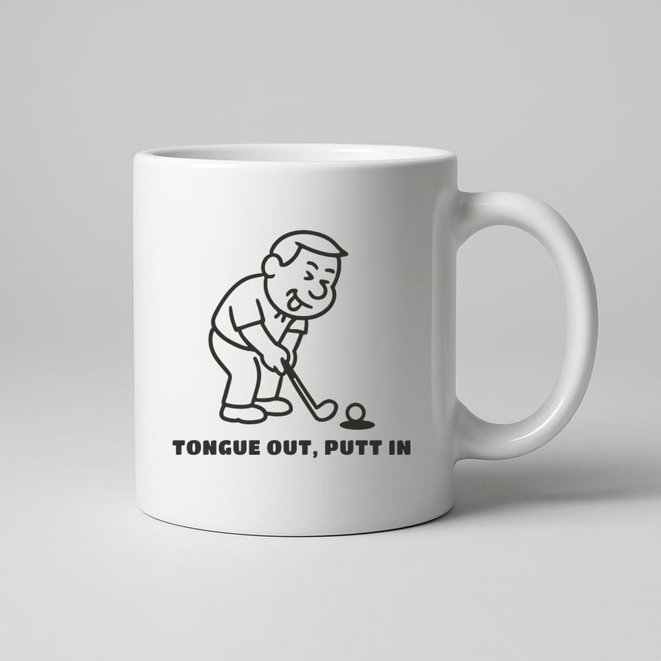 Tongue Out, Putt In mug, White