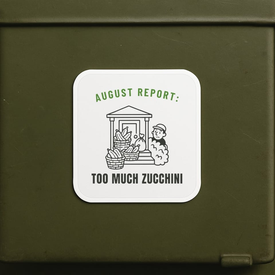 Too Much Zucchini sticker, White