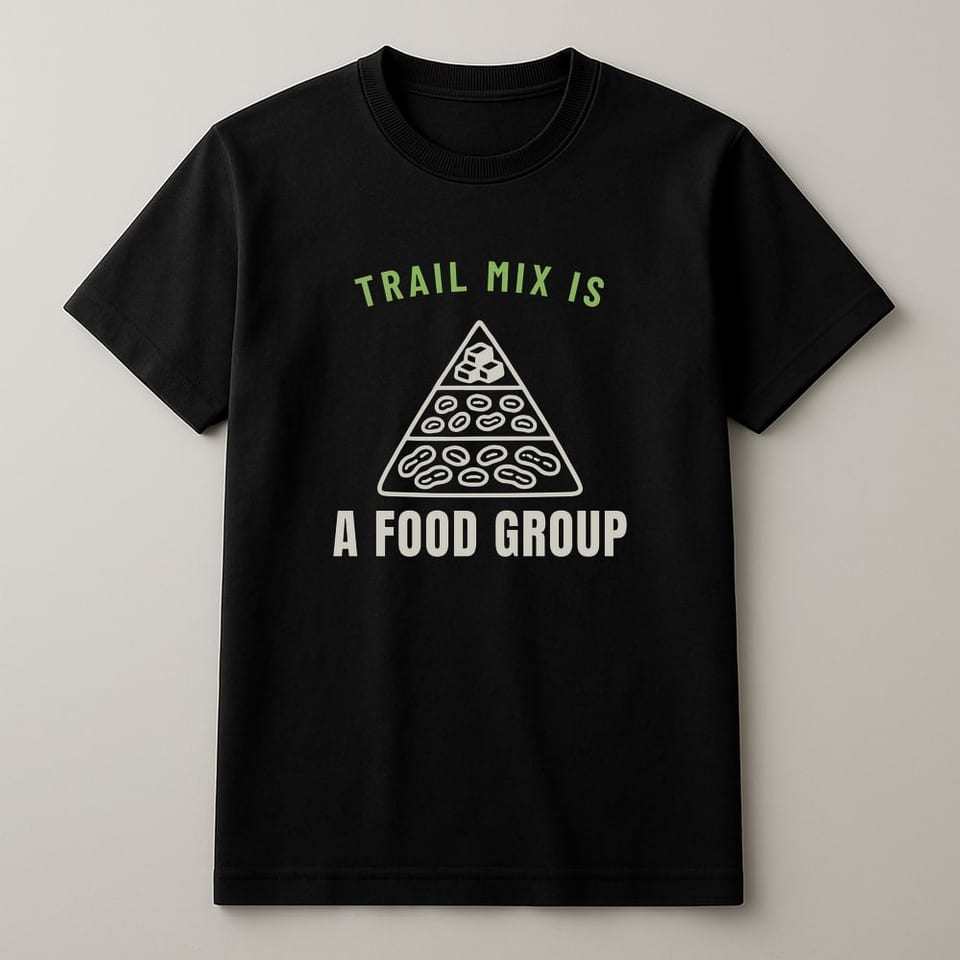 Trail Mix Is a Food Group tee, Black