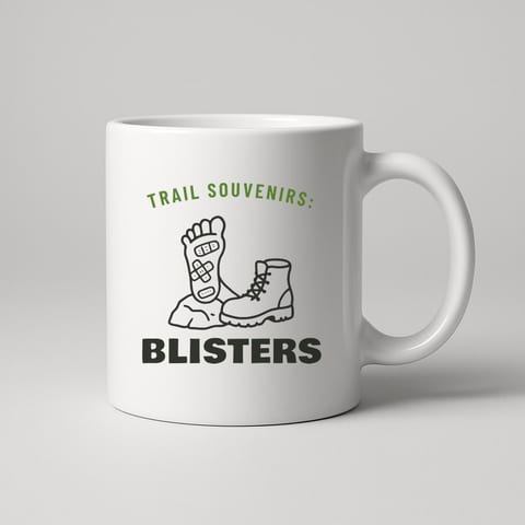Trail Souvenirs: Blisters mug, White