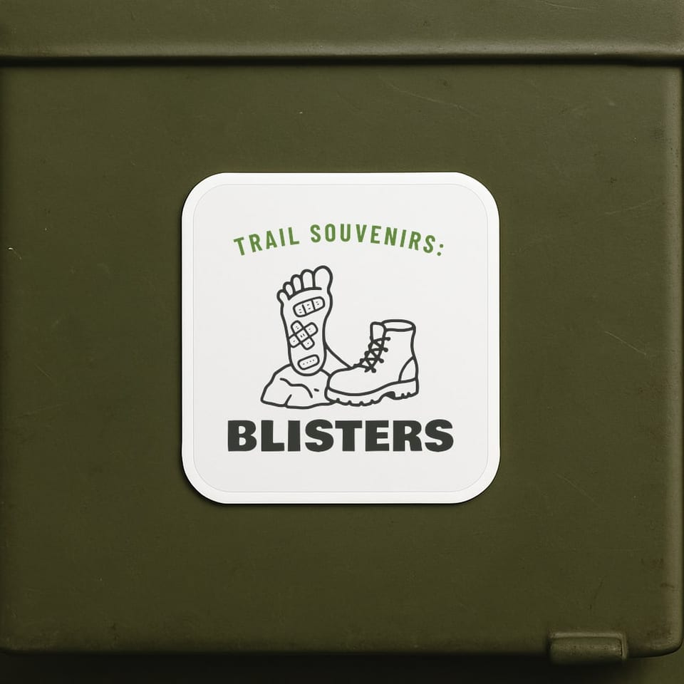 Trail Souvenirs: Blisters sticker, White
