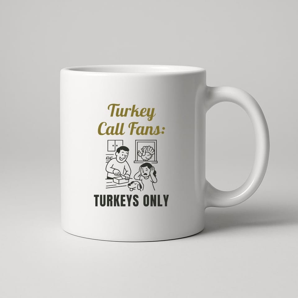 My Turkey Call: Turkeys Only mug, White