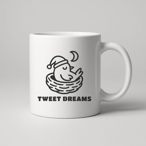 Tweet Dreams mug, White