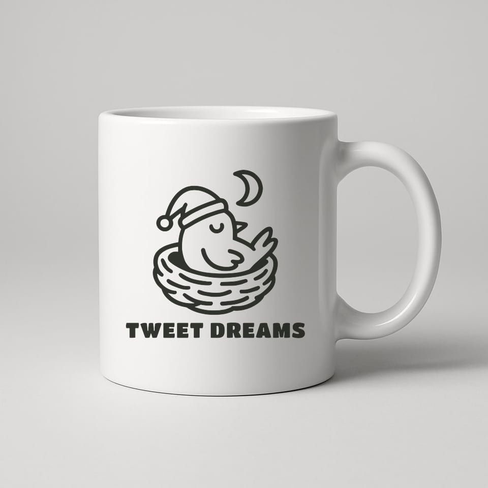 Tweet Dreams mug, White