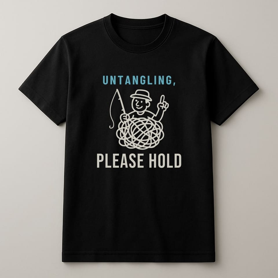 Untangling, Please Hold tee, Black