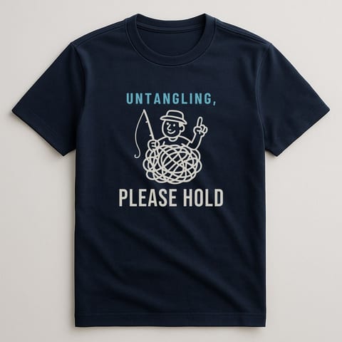 Untangling, Please Hold tee, Navy