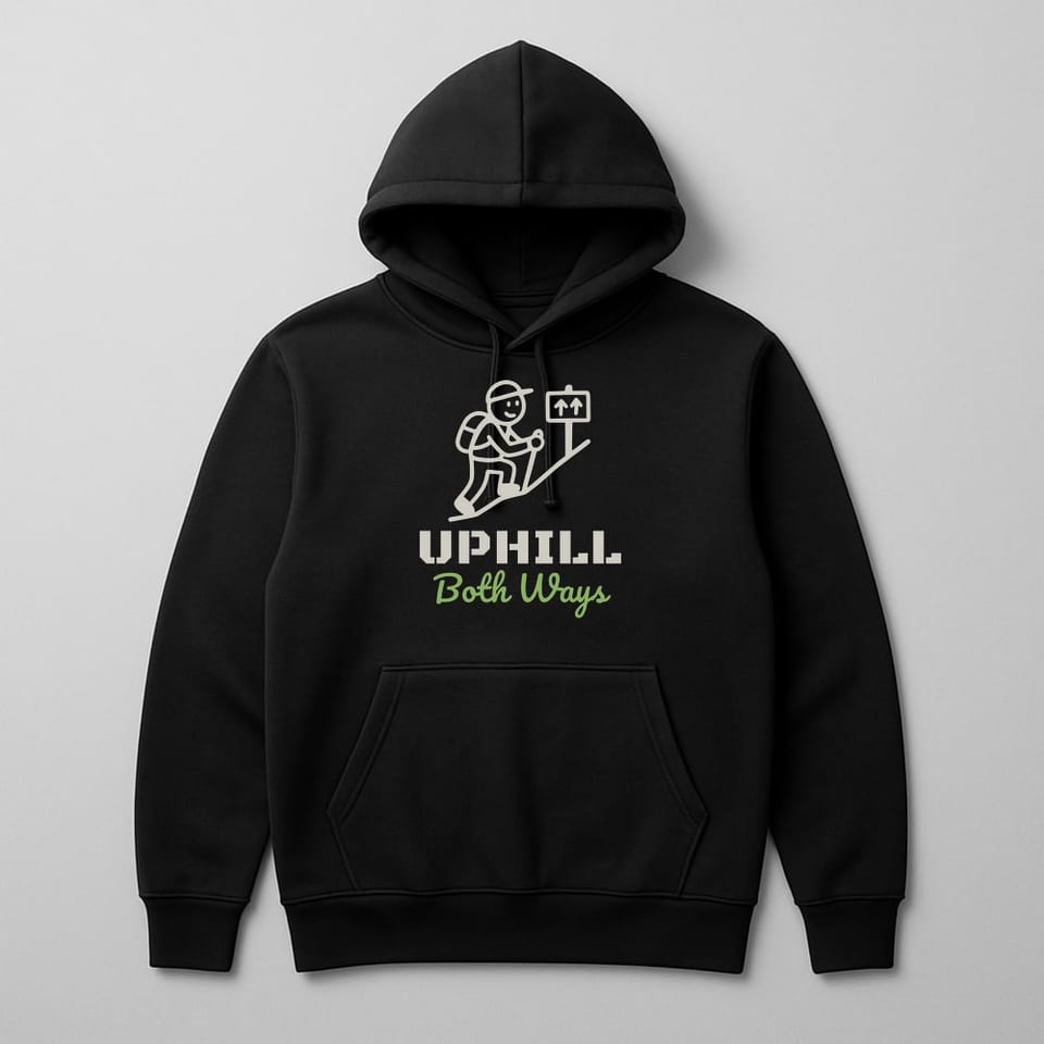 Uphill Both Ways hoodie, Black