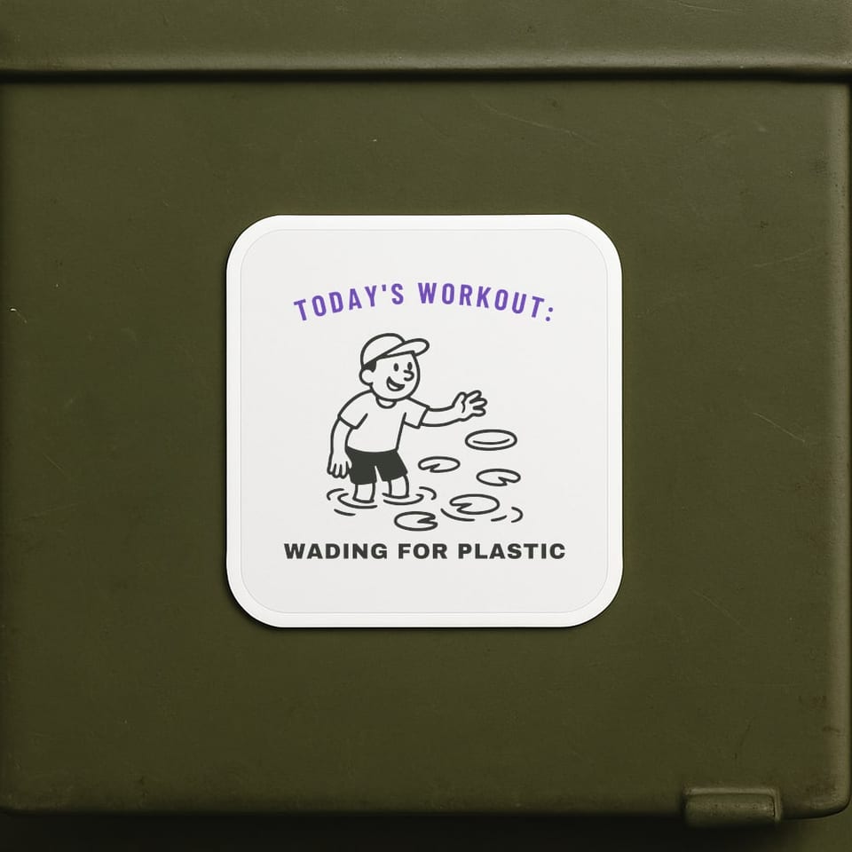 Wading for Plastic sticker, White
