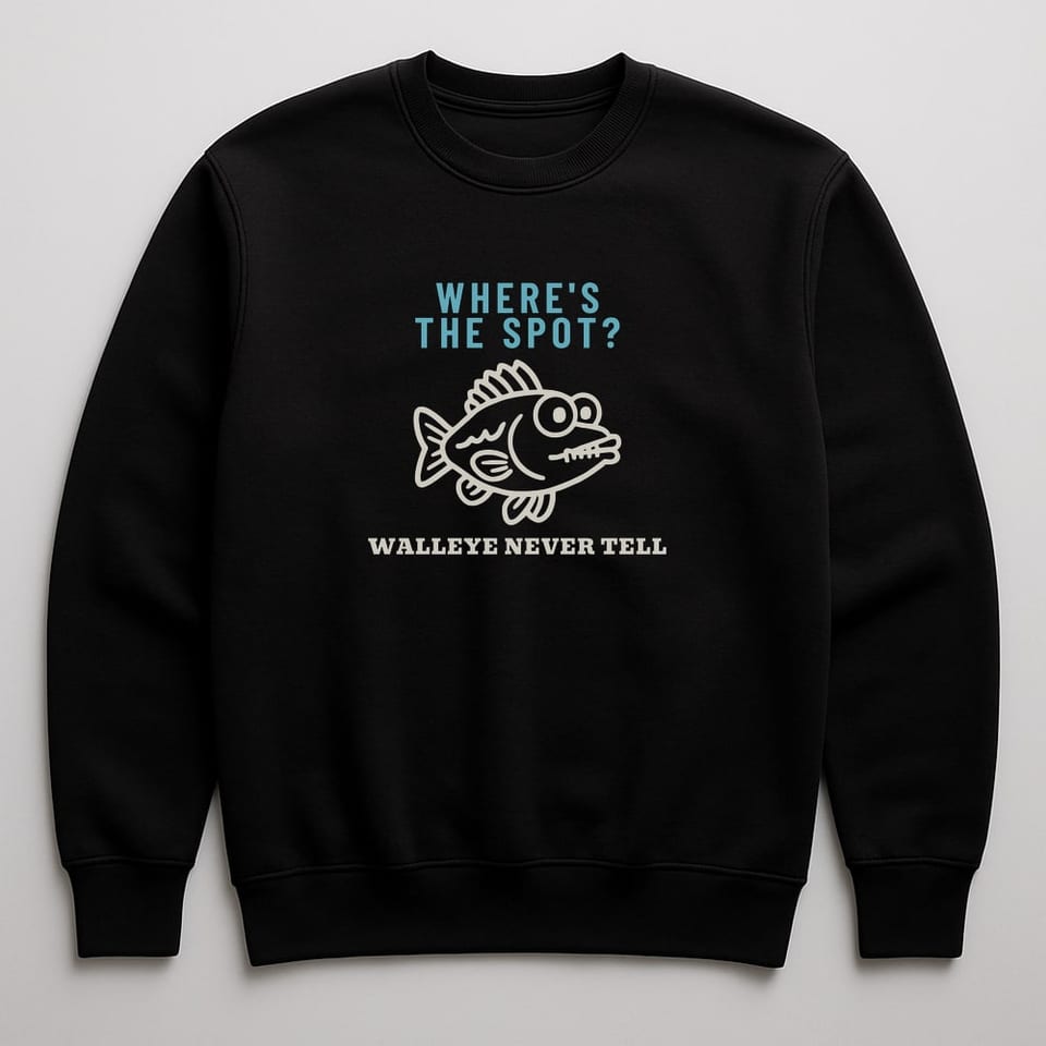 Walleye Never Tell sweatshirt, Black