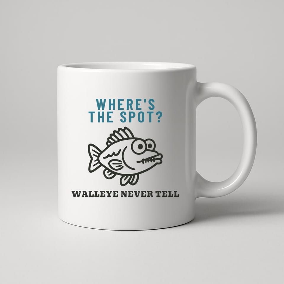Walleye Never Tell mug, White