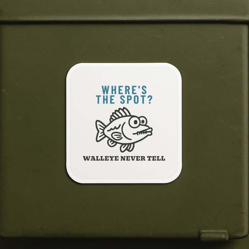 Walleye Never Tell sticker, White