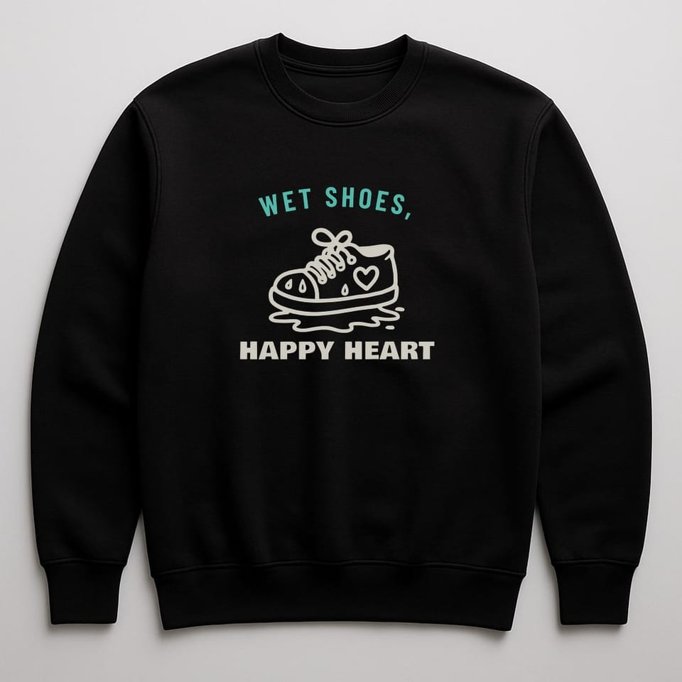 Wet Shoes, Happy Heart sweatshirt, Black