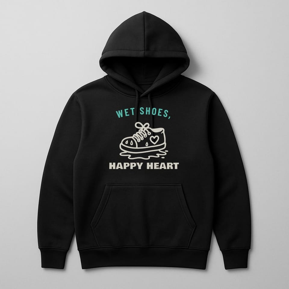 Wet Shoes, Happy Heart hoodie, Black