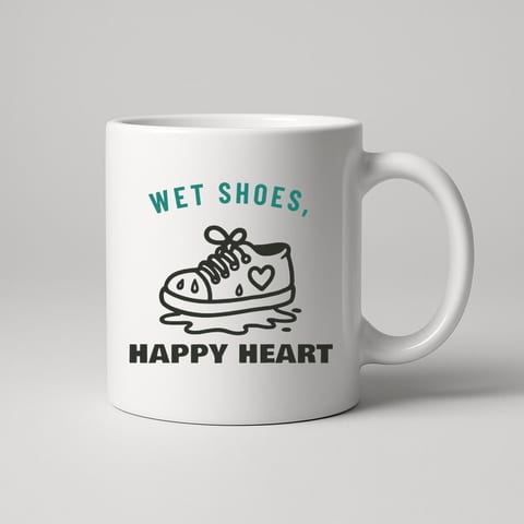 Wet Shoes, Happy Heart mug, White