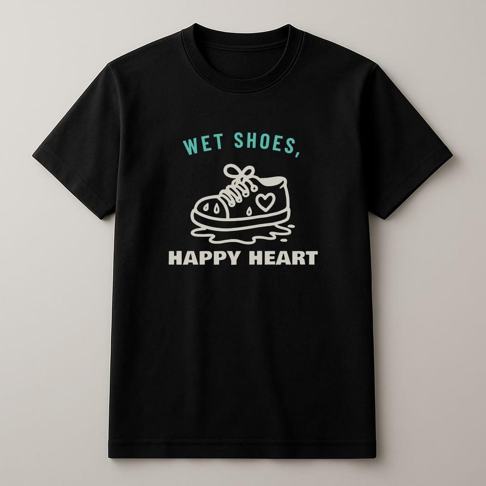Wet Shoes, Happy Heart tee, Black
