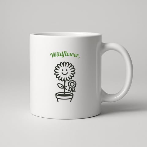 Wildflower, Not a Weed mug, White
