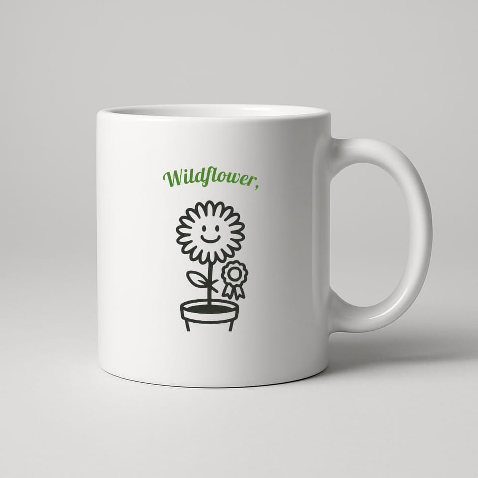 Wildflower, Not a Weed mug, White