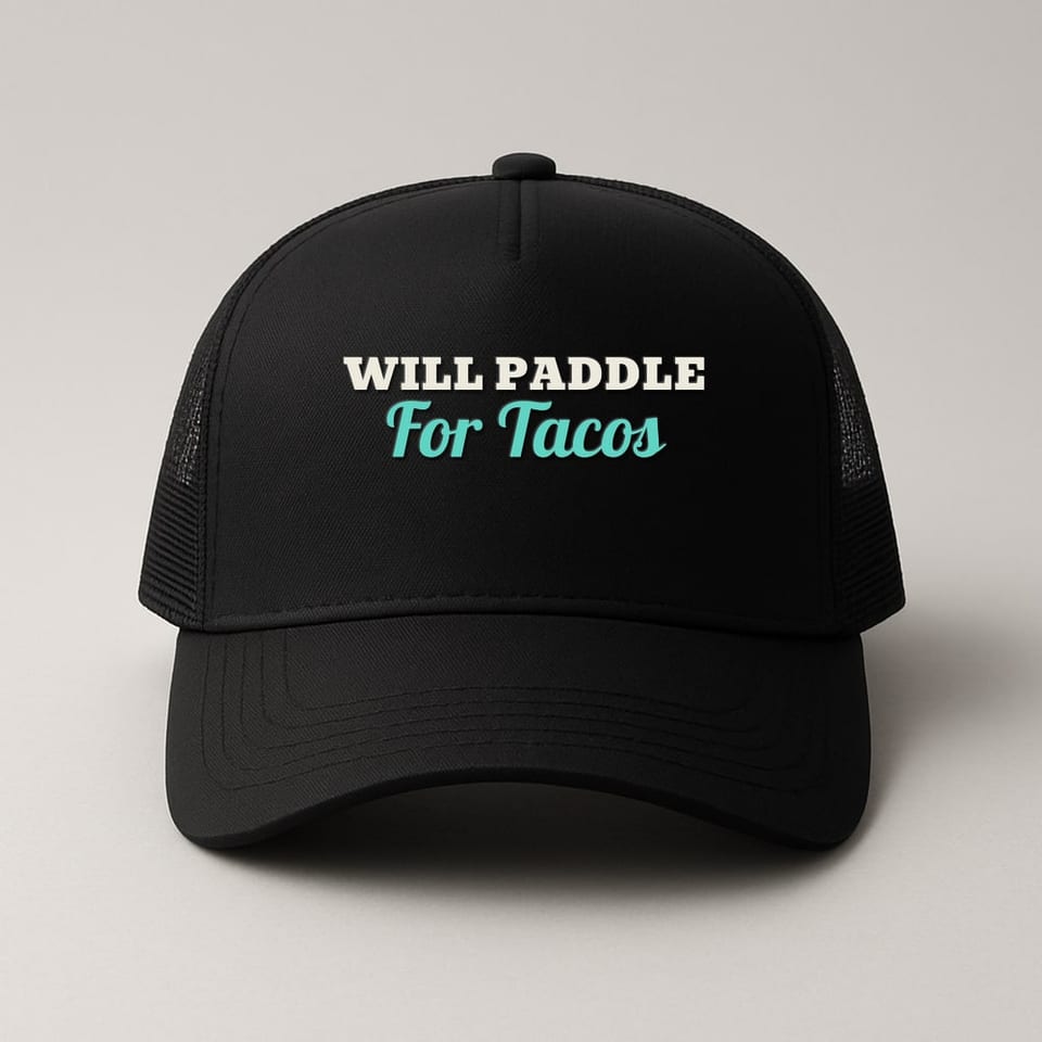 Will Paddle for Tacos trucker hat, Black