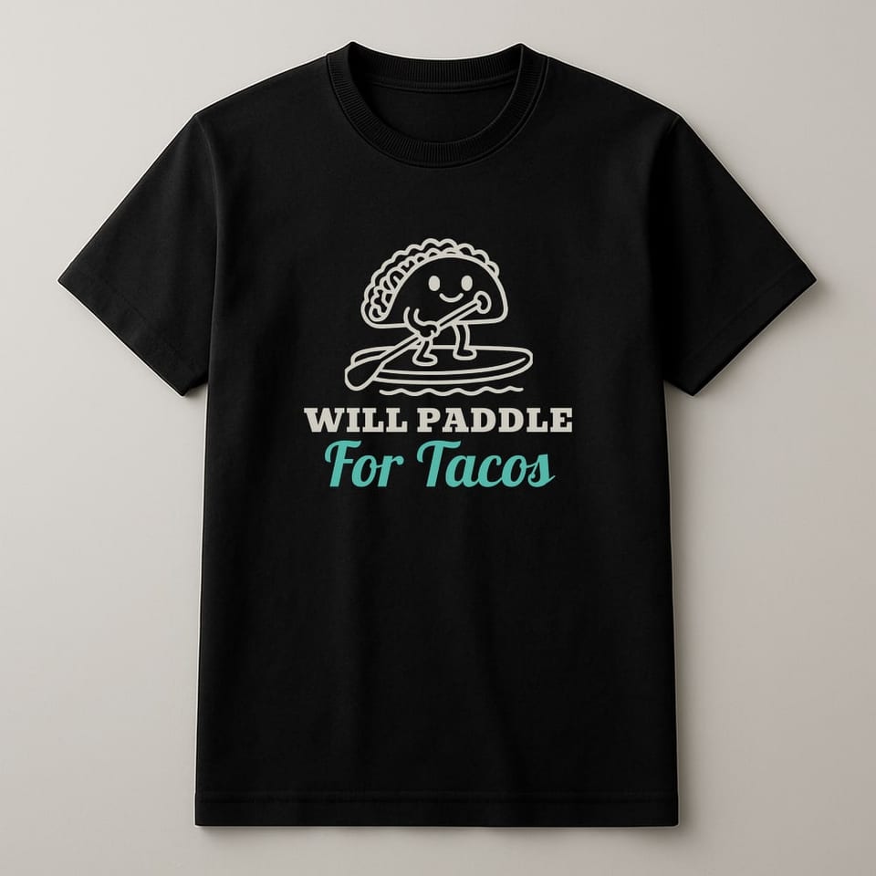 Will Paddle for Tacos tee, Black