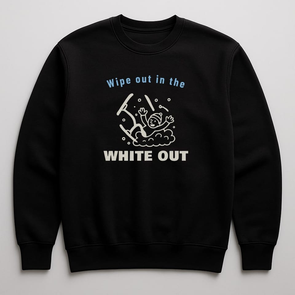 Wipe Out in the White Out sweatshirt, Black