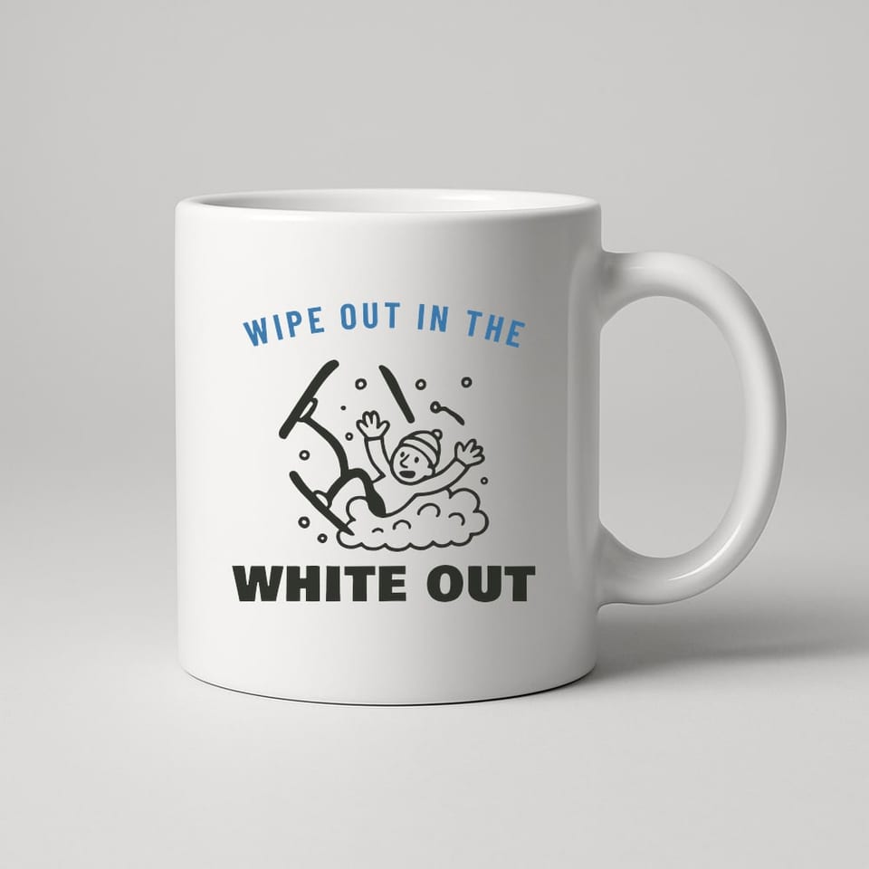 Wipe Out in the White Out mug, White