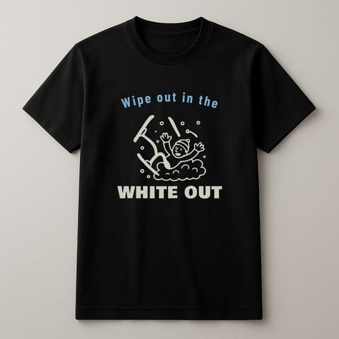 Wipe Out in the White Out tee, Black