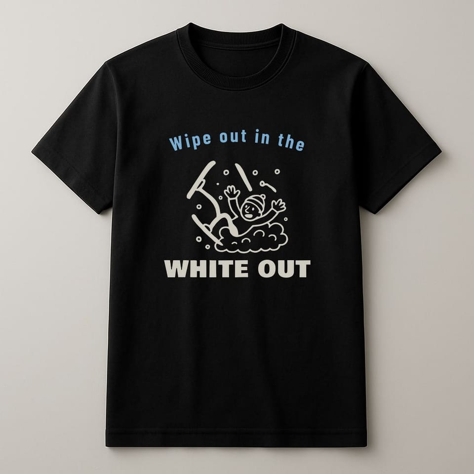 Wipe Out in the White Out tee, Black