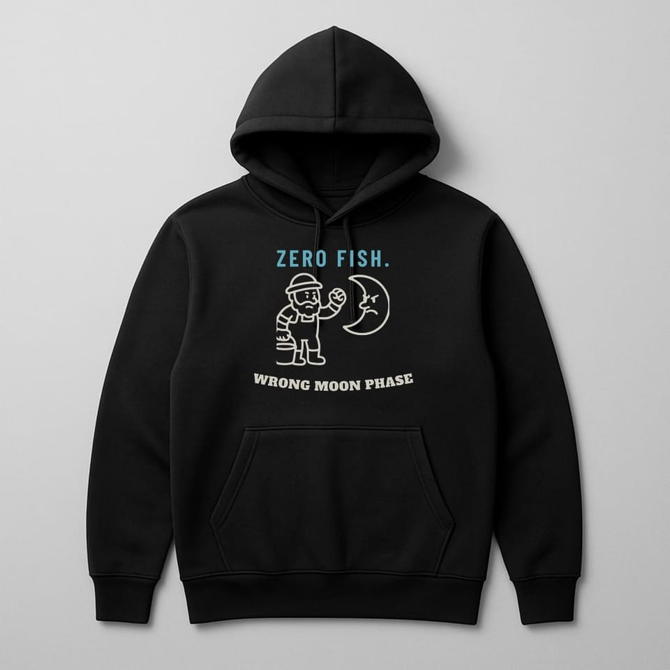 Zero Fish, Wrong Moon Phase hoodie, Black
