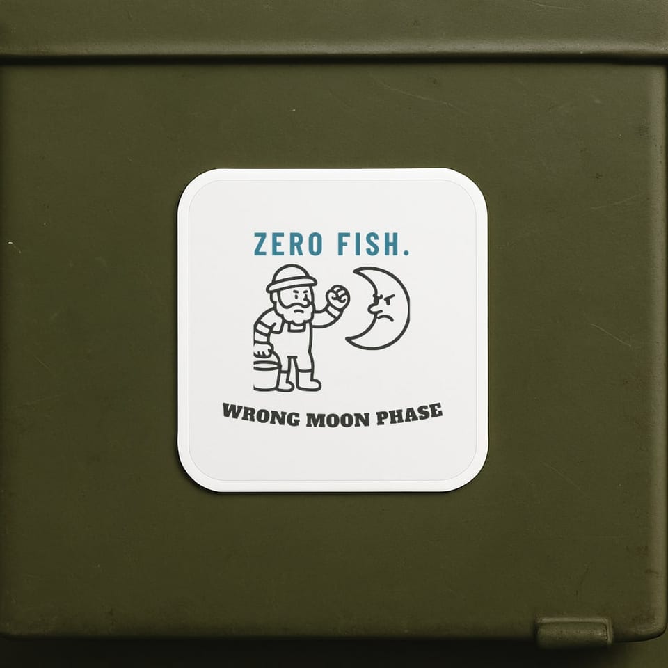 Zero Fish, Wrong Moon Phase sticker, White