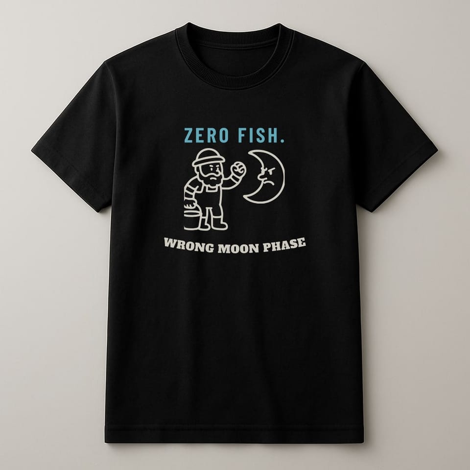 Zero Fish, Wrong Moon Phase tee, Black