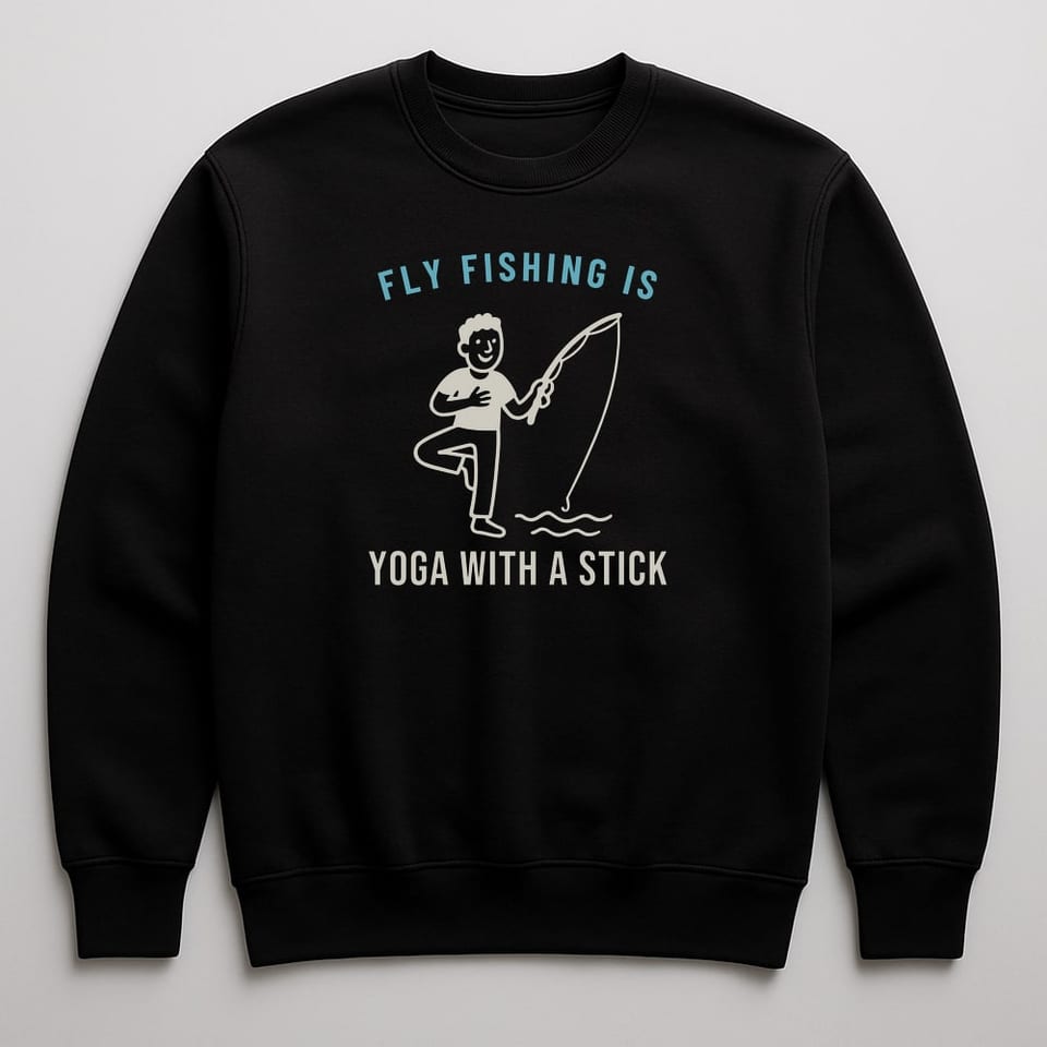 Fly Fishing Is Yoga With a Stick sweatshirt, Black