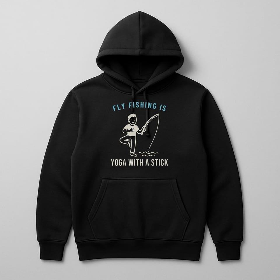 Fly Fishing Is Yoga With a Stick hoodie, Black