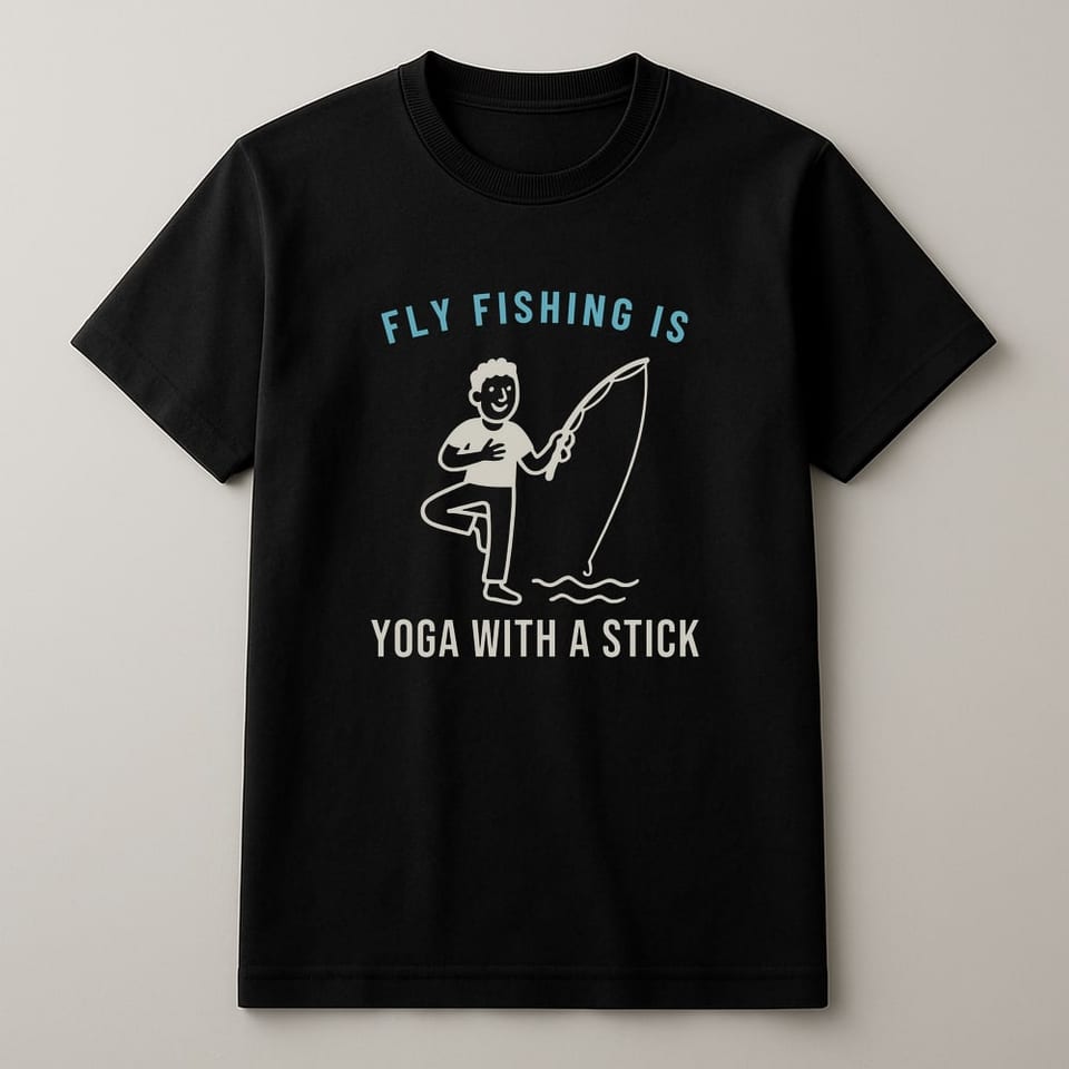 Fly Fishing Is Yoga With a Stick tee, Black