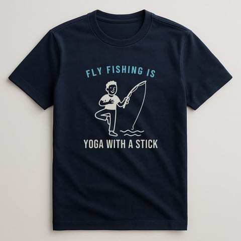 Fly Fishing Is Yoga With a Stick tee, Navy